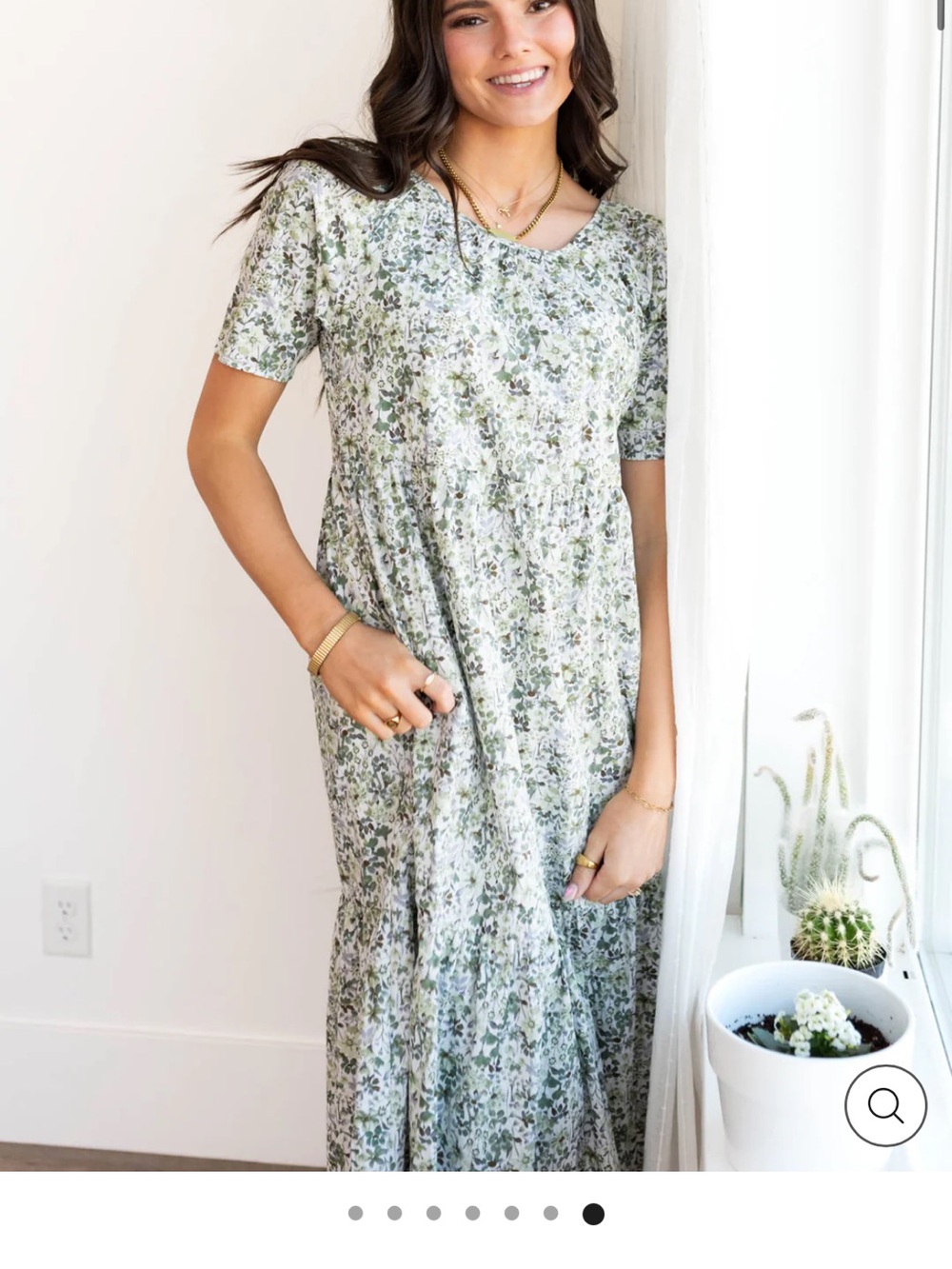 Green Floral Maxi Dress with V-Neck